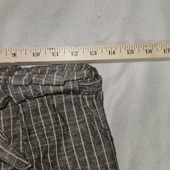 MINE Women’s S Striped High Waist Paper Bag Pants Gray Orange Ankle Office Boho - Picture 8 of 11